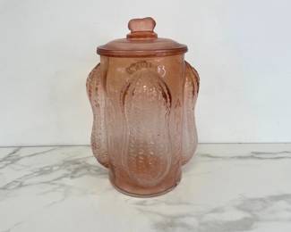 Lot 7536 Pink Mr Peanut Planters Reproduction Glass Canister Jar
