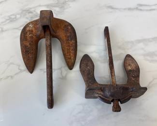 Lot 7191 2 Vintage Iron Anchors Roloff Mfg. Navy