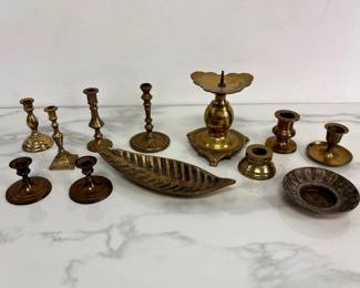 Lot 7120 Vintage Brass Candle Holders Brass Trinket Dishes