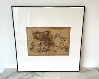 Lot 7252 Charles J. Taylor They Cant Hold Up This Train Antique Puck Magazine Loose Leaf Print
