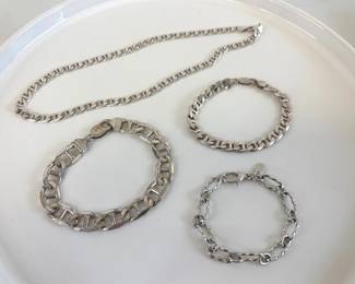 Lot 7230 Sterling Silver Mariner Chain Link Bracelets Necklace Jewelry
