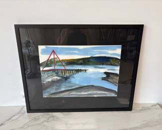 Lot 7286 Tanya Kovaleski Signed Southwest Harbor Watercolor Art