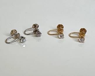 Lot 7402 Vintage 14K Gold Screw Back Stud Earrings Jewelry