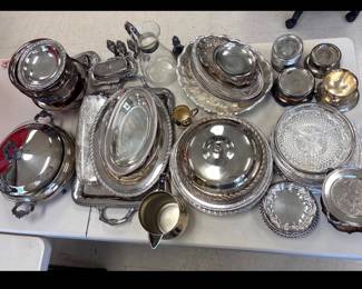 Lot 7054 Assorted Silverplate Serving Pieces