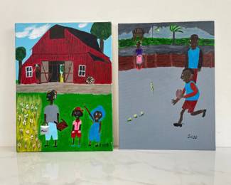 Lot 7472 Original Folk Art Paintings Signed Jules