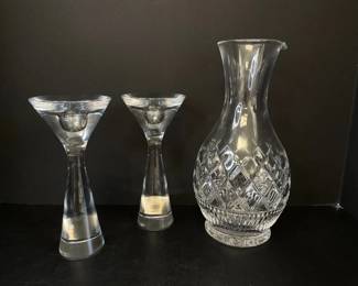 Lot 7197 Waterford Crystal Decanter Nambe Crystal Candleholders