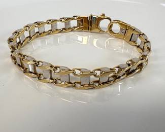 Lot 7233 RCI 14K Gold TwoTone Chain Link Bracelet Jewelry