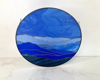 Lot 7354 Porthole View Ocean Waves Stained Glass Hanging Art Panel