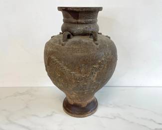 Lot 7334 Antique Chinese Stoneware Martaban Jar with Dragon Motif