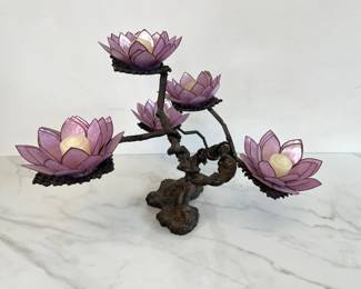 Lot 7476 Vintage Harry M Wasserman Brutalist Steel Lotus Flower Form Candelabra