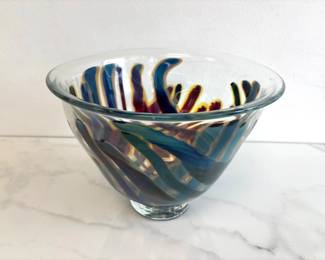 Lot 7277 Peter Gudrunas Signed Sirius Glassworks Art Glass Footed Bowl