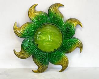 Lot 7101 Green Sun Face Wall Sculpture Art