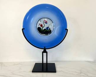 Lot 7351 Signed Italian Murano Art Glass Fish Aquarium Disc