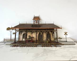 Lot 7257 Curtis Jere Signed Copper Brass Train Depot Wall Sculpture