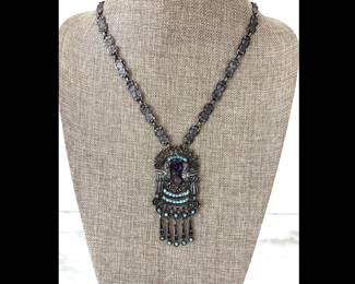 Lot 7404 Vintage MR 39 Mexico Sterling Silver Pendant Necklace