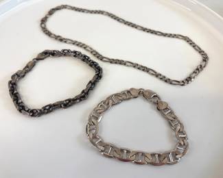 Lot 7231 Sterling Silver Chain Link Bracelets Necklace Jewelry