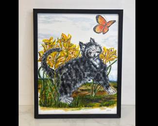 Lot 7378 Cat Painting Art