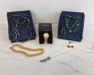 Lot 7229 Stauer Costume Jewelry Watch Necklaces Earrings