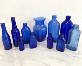 Lot 7081 Cobalt Blue Bottles Vase