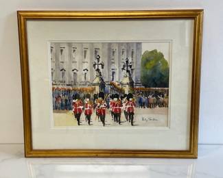 Lot 7341 Phillip Sanderson Signed Changing of the Guard Watercolor Painting Art