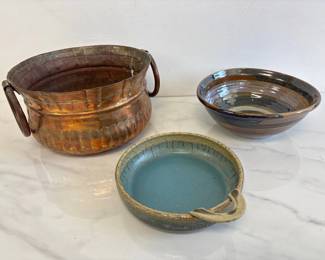 Lot 7578 Copper Planter Studio Pottery Bowls