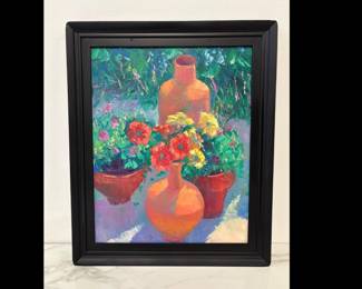 Lot 7569 Carolyn Biggio Signed Floral Painting Art