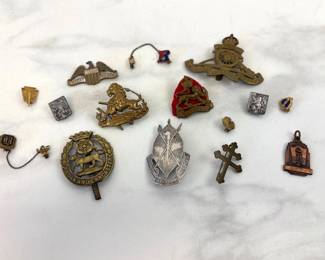 Lot 7494 Vintage Military Cap Badges Misc Pins