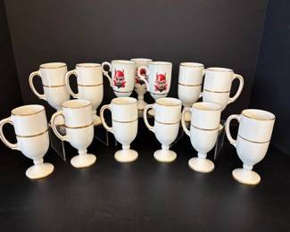 Lot 7424 Vintage Crown Devon Porcelain Pedestal Mugs