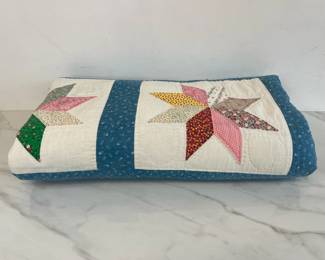 Lot 7353 Vintage Hand Stitched Star Quilt