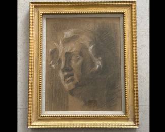 Lot 7475 Academic Study Drawing Charcoal Heightened with Chalk on Toned Paper