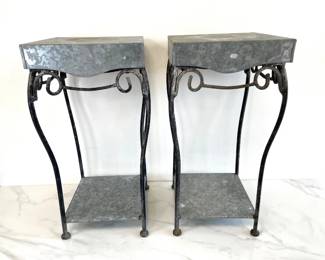 Lot 7161 Galvanized Metal Iron Plant Stands