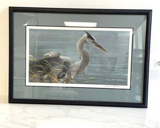 Lot 7036 Robert Bateman Signed Blue Heron Limited Edition Art Print