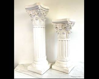 Lot 7500 Pair of Plaster Corinthian Plinth Plant Stands