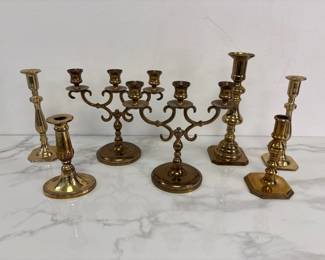 Lot 7119 Vintage Brass Candlestick Holders