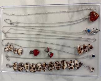Lot 7227 Jewelry Earrings Bracelet Necklaces Marked Sterling Silver