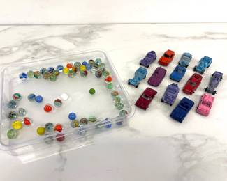 Lot 7124 Vintage Tootsietoy Diecast Car Toys Vintage Glass Marbles