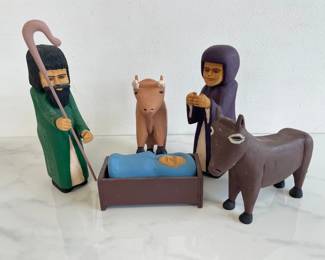 Lot 7088 Folk Art Nativity Set Signed Cook