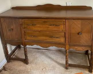 Vintage Solid Wood Sideboard W Dovetail Drawers Unknown Maker