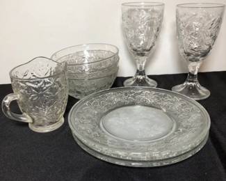 Princess House Fantasia Salad Plates Pitcher Fruit Bowls Water Goblets