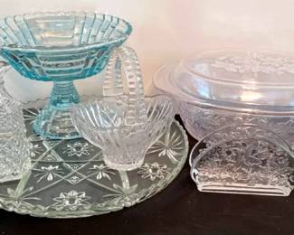 Princess House Baking Dish, Napkin Holder And Candy Basket, Torte Serving Tray, Vintage Compote Bowl
