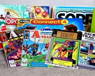 Comic Books Dick Tracy, A Team, Golden Legacy. Games Connect 4,Sorry, Monopoly, Twister, SuchSuch