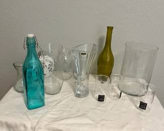 Glassware Lot Featuring Bohemian Crystalite Vase