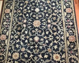 006 Black  Grey Floral Area Rug
