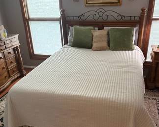 Wood and Metal Headboard, TempurPedic Mattress and Decor