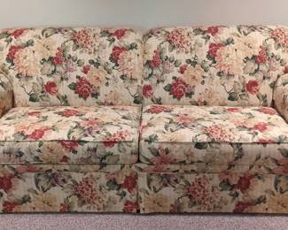 Flexsteel Two Cushion Skirted Floral Sofa