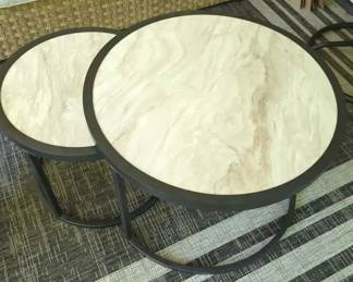 Nesting Black and Marble Look Coffee Tables