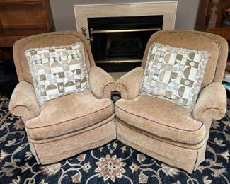 Two Prestige Upholstered Rocking  Swivel Chairs