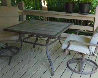 Patio Table and Two Swivel Chairs