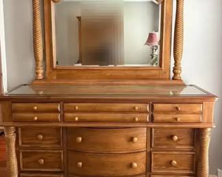 Chestnut Colored Dresser with Mirror