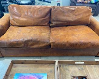 Restoration Hardware leather sofa